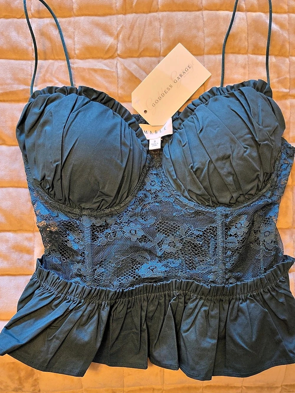 MABLE Peplum Corset Style Top  NWT